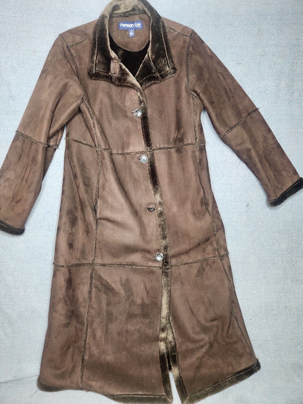 Hermann Kay Brown Faux-Shearling Trench Coat